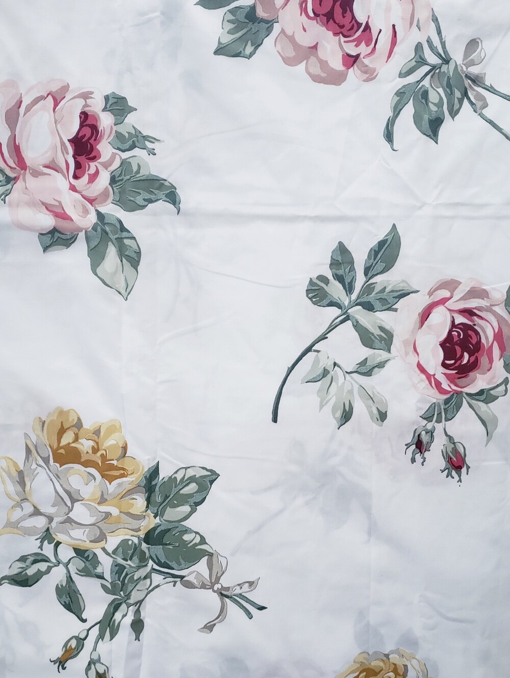 Vintage Wamsutta Percale King Flat Sheet Floral Roses New
